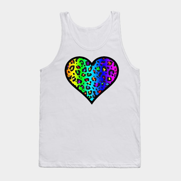 Dark Rainbow Leopard Print Heart Tank Top by bumblefuzzies